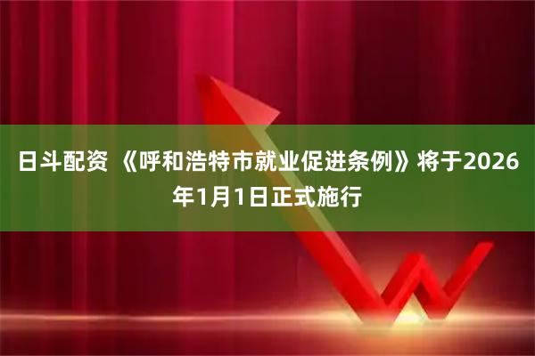 日斗配资 《呼和浩特市就业促进条例》将于2026年1月1日正式施行